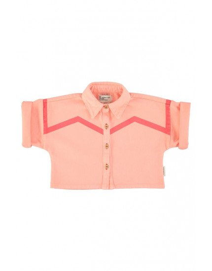 Short Sleeves Jacket Pink Geometric Lines