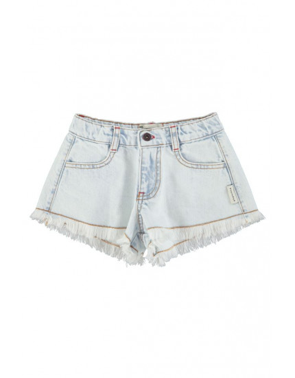 Shorts Fringes Washed Light Blue Denim