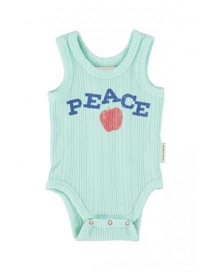Sleeveless Bodysuit Light Blue Peace Print