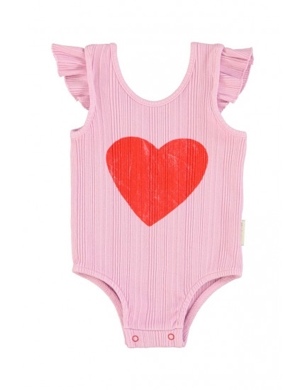 Sleeveless Bodysuit Lilac Red Heart Print