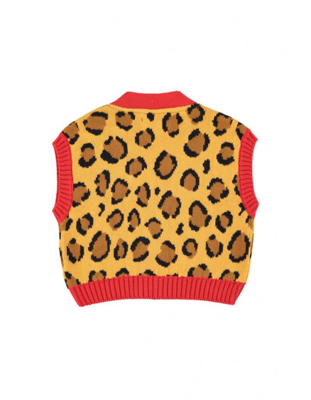 Knitted Waistcoat Mustard Animal Print 8