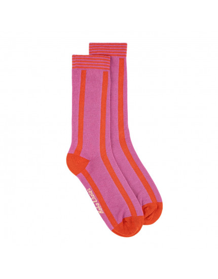 Pink Cotton Long Socks Purple 35-37