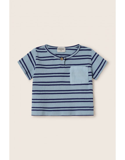 Double Stripes Rib Baby T-shirt Blue Lotus 12M