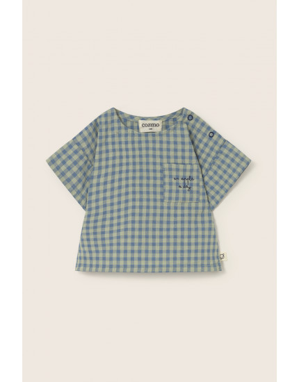 Gingham Baby Top Blue Dorian 12M