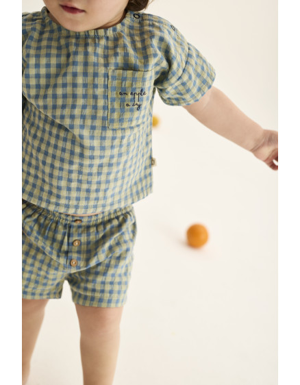 Gingham Baby Top Blue Dorian 2