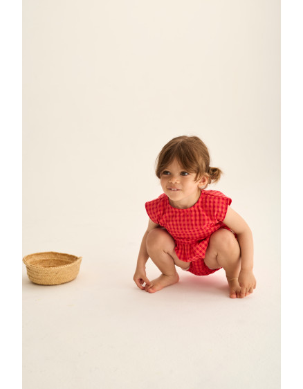 Gingham Peplum Top Tomato Lua 3