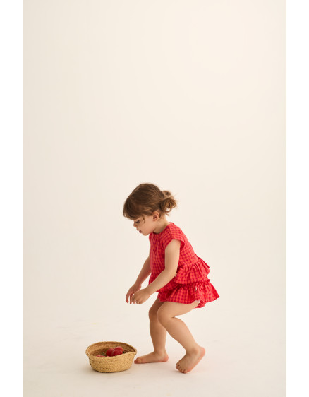 Gingham Peplum Top Tomato Lua 2