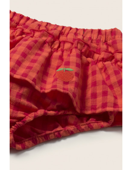 Gingham Peplum Bloomers Tomato Coral 4