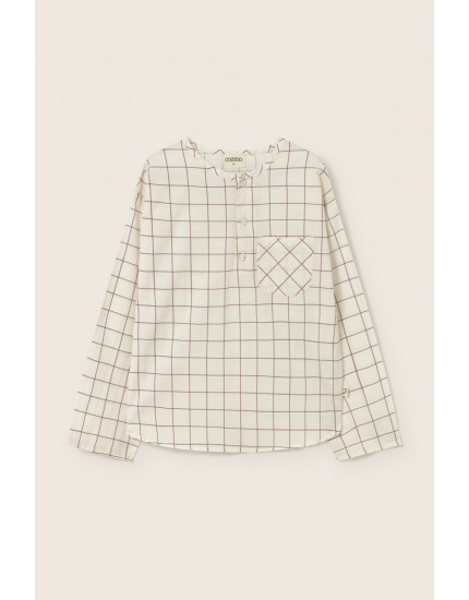 Slub Plaid Poplin LS Baby Shirt Ivory Lian 12M