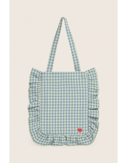 Gingham Cotton Bag Blue One Size