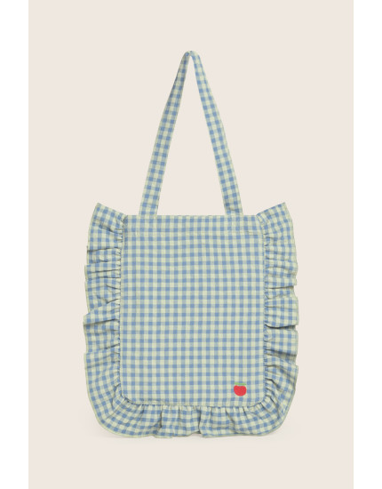 Gingham Cotton Bag Blue One Size