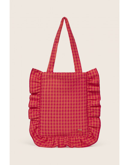 Gingham Cotton Bag Tomato One Size