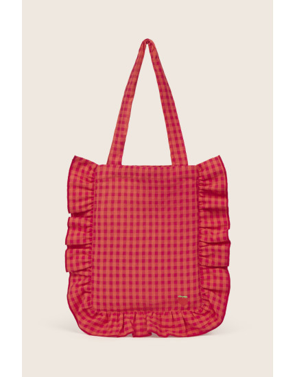 Gingham Cotton Bag Tomato One Size