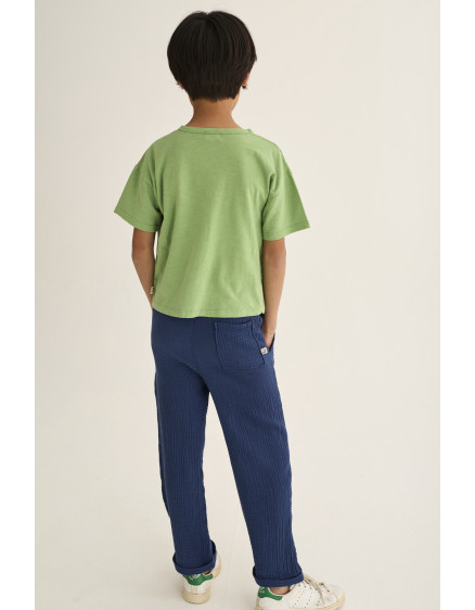 Soft Gauze Pants Navy Iker 2