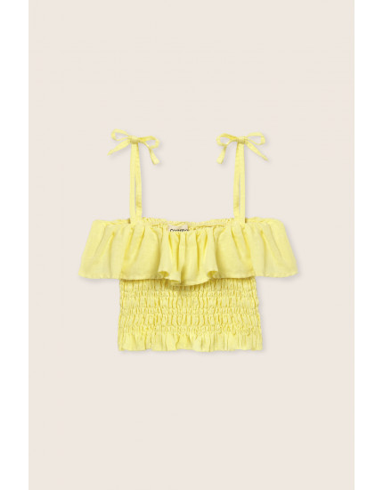 Cotton Linen Top Yellow Bellis 10Y