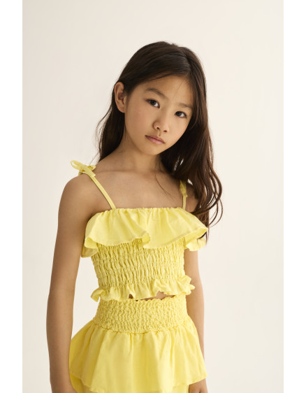 Cotton Linen Top Yellow Bellis 6