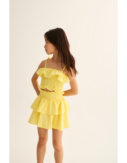 Cotton Linen Top Yellow Bellis 3