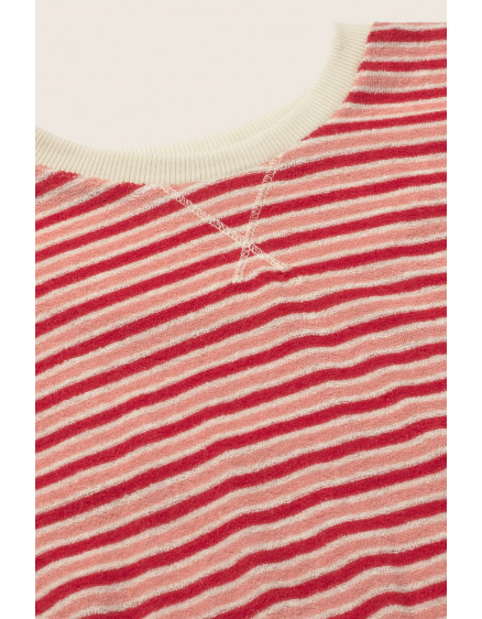 Striped Terry Sweatshirt Pink Tomato 2