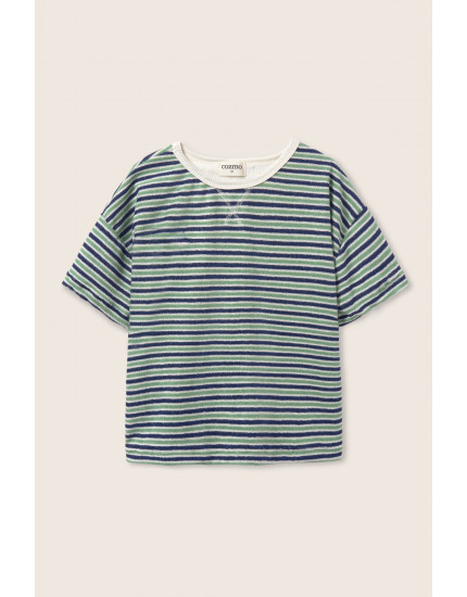 Striped Terry T-shirt Blue Green 12Y