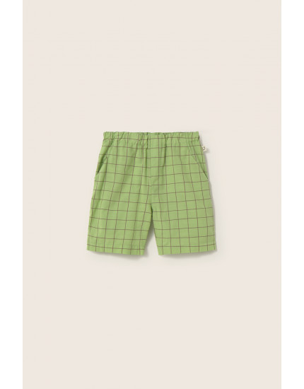 Slub Plaid Shorts Green Leon