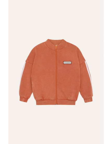 Red Washed Zipped Sweatshirt 