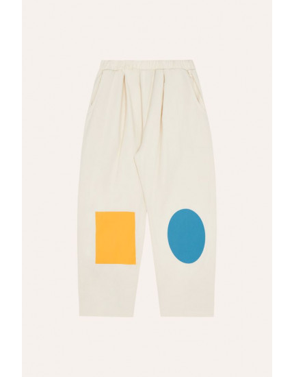 Bicolor Patches Ecru Trousers