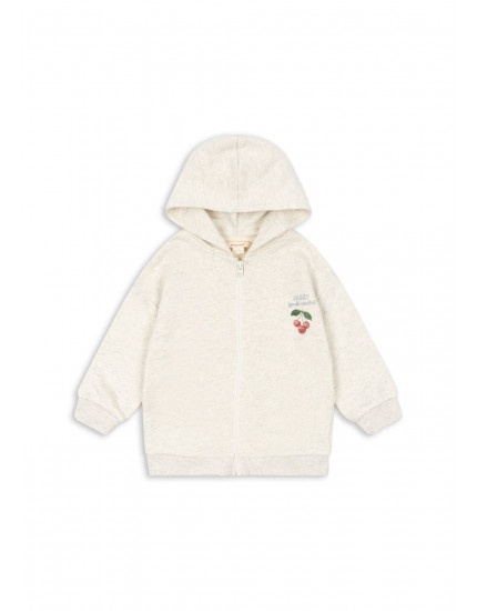 Loupy Sweat Zip Hood Off White Melange 2Y