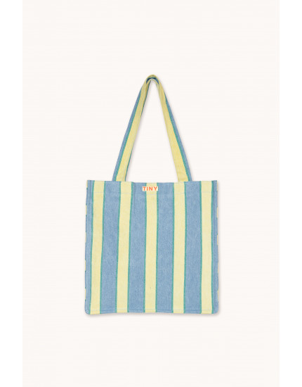 Retro Stripes Tote Bag Light Wash Denim One Size