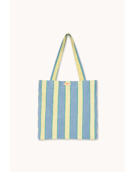 Retro Stripes Tote Bag Light Wash Denim One Size