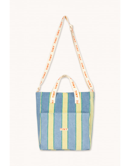 Retro Stripes Shoes Bag Light Wash Denim One Size