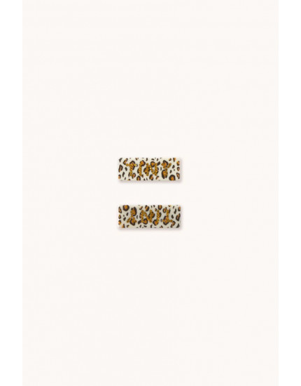 Animal Print Hair Clips Set Dark Vanilla