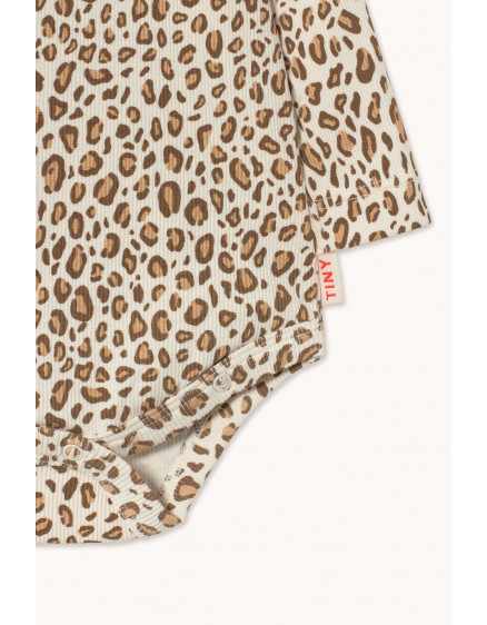Animal Print Rib Crossed Body Light Cream 2