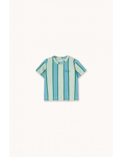 Retro Stripes Blue Towel Baby Tee Pale Mint