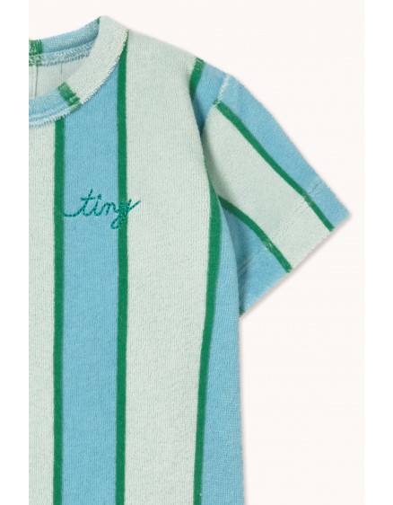 Retro Stripes Blue Towel Baby Tee Pale Mint 2
