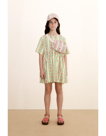 Rose Pattern Dress Dusty Yellow 3
