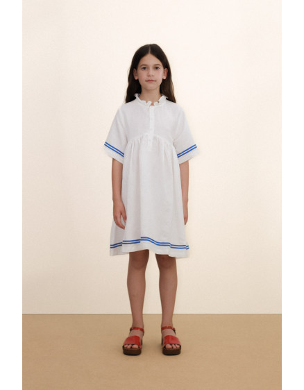 Stripes Frilled Dress Off-White 2
