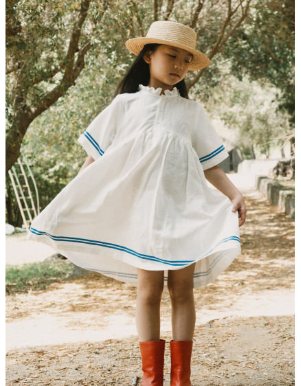 Stripes Frilled Dress Off-White 3