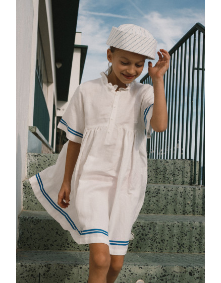 Stripes Frilled Dress Off-White 5