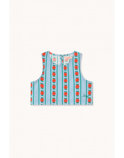 Rose Pattern Top Washed Blue 10Y