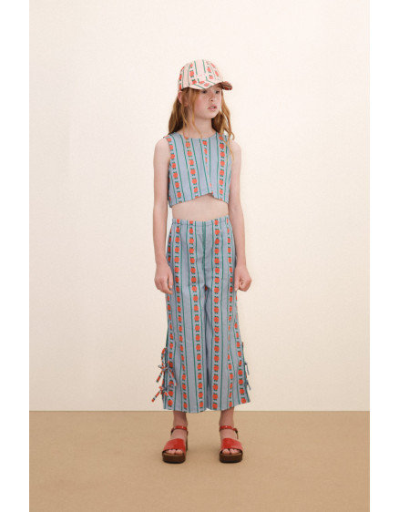 Rose Pattern Top Washed Blue 3