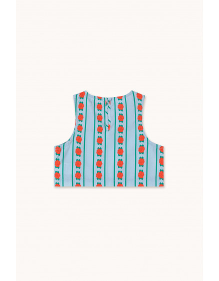 Rose Pattern Top Washed Blue 4