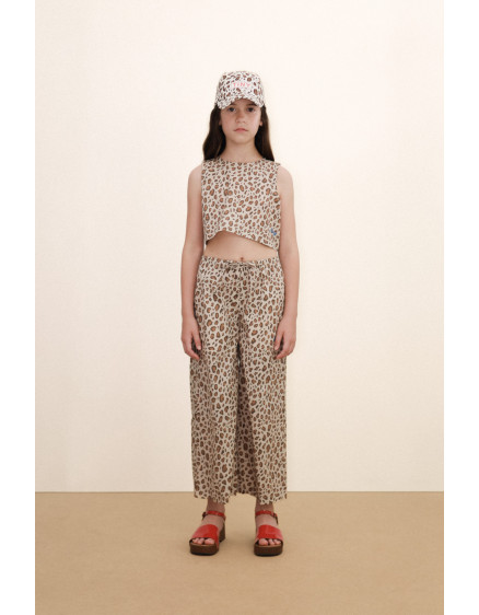 Animal Print Poplin Pant Dark Vanilla 3