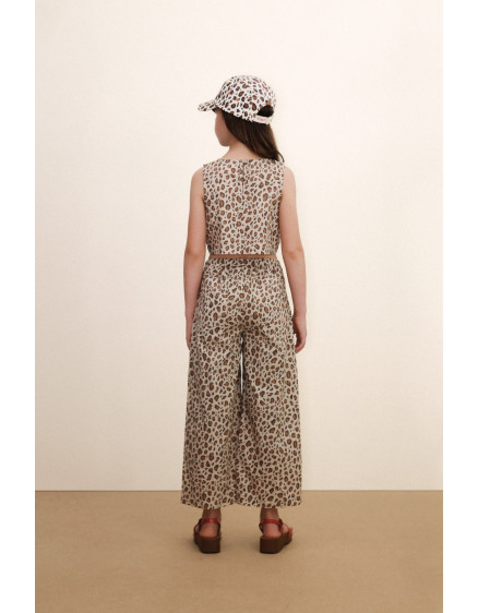Animal Print Poplin Pant Dark Vanilla 2