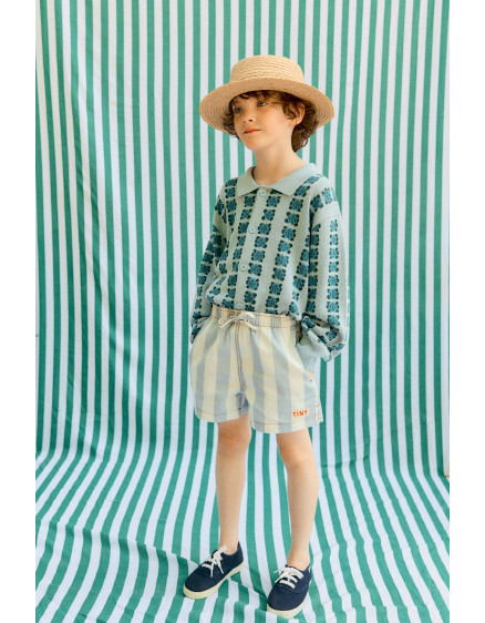 Stripes Twill Shorts Washed Blue 2