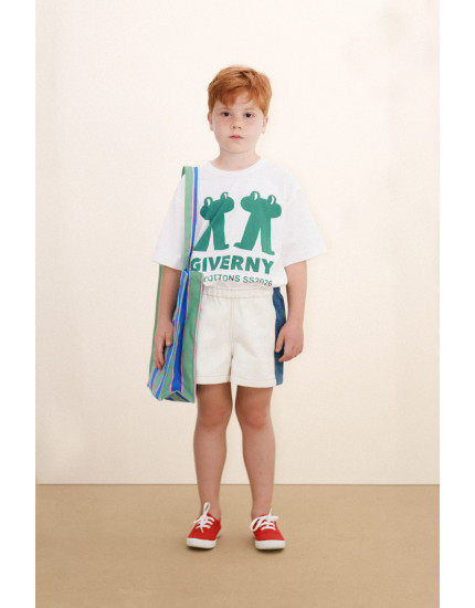 Color Block Denim Short Off-White 10Y