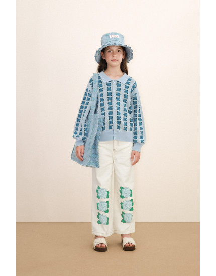 Blue Flower Denim Jeans Off-White 10Y