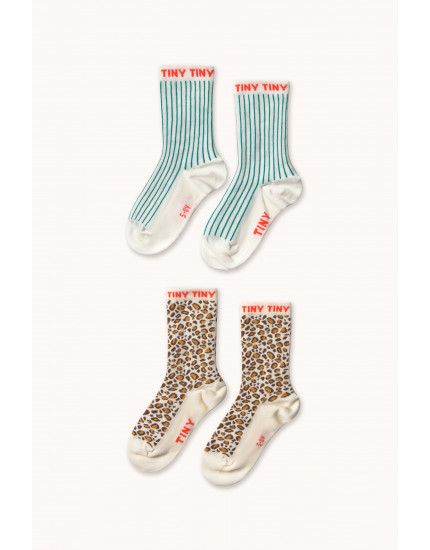 Animal Print Stripes Socks Light Cream 2-4Y