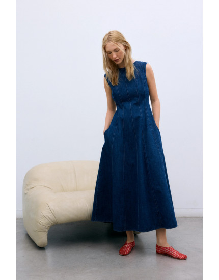TNS Denim Woman Dress Indigo L