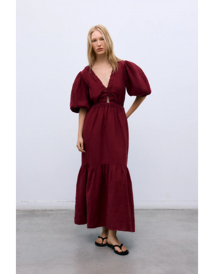 Aloe Woman Dress Crimson Wine L