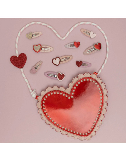 Scalloped Heart Bag Red 3